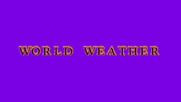 Мир Погода Огонь Текст Эффект Фиолетового Фона Анимированный Текстовый Эффект — стоковое видео