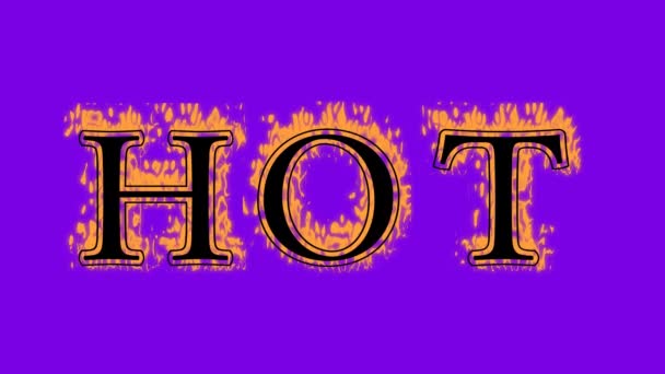 Hot Fire Text Efekt Fialové Pozadí Animovaný Textový Efekt Vysokým — Stock video