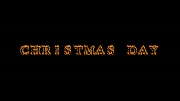 Christmas Day Fire Text Effect Black Background Animated Text Effect — Stock Video