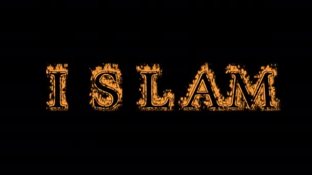 Islam Fire Text Effect Black Background Animated Text Effect High — Stock Video