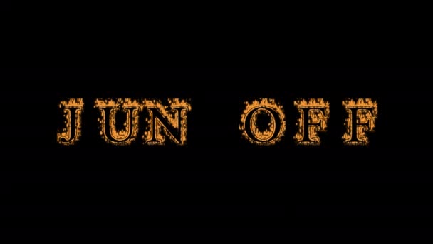 Jun Fire Text Effect Черный Фон Анимированный Текстовый Эффект Высоким — стоковое видео