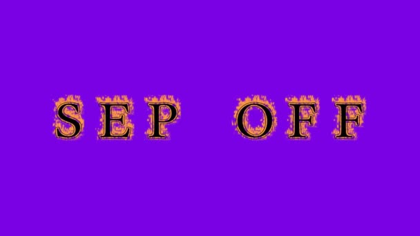 Sep Feuer Text Effekt Violetten Hintergrund Animierte Texteffekte Mit Hoher — Stockvideo