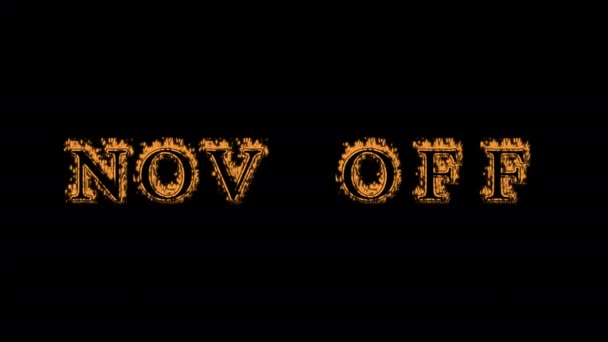 Nov Fire Text Effect Black Background Animated Text Effect High — Stock Video