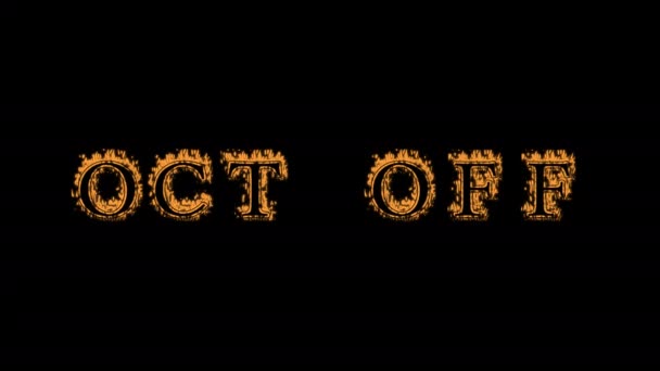 Oct Fire Text Effect Black Background Efecto Texto Animado Con — Vídeo de stock