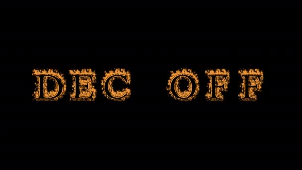 Dec Vuur Tekst Effect Zwarte Achtergrond Geanimeerd Teksteffect Met Een — Stockvideo