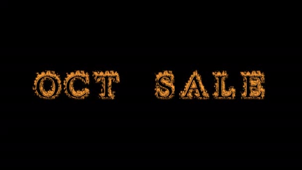 Oct Prodej Oheň Text Efekt Černé Pozadí Animovaný Textový Efekt — Stock video