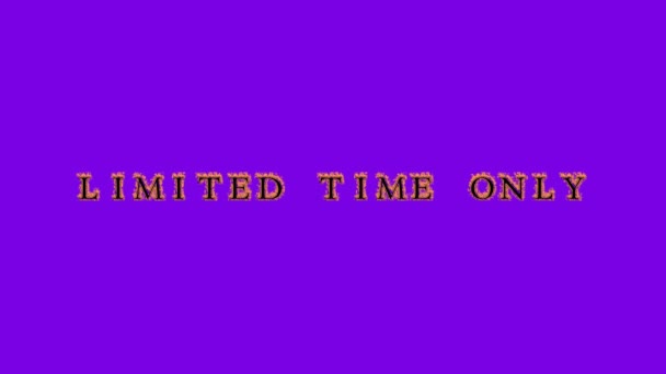 Begrenzte Zeit Nur Feuer Text Effekt Violetten Hintergrund Animierte Texteffekte — Stockvideo