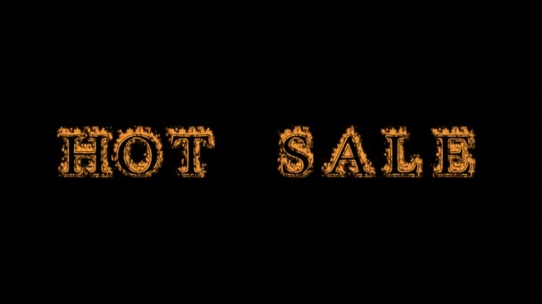 Hot Sale Fire Text Effect Schwarzer Hintergrund Animierte Texteffekte Mit — Stockvideo