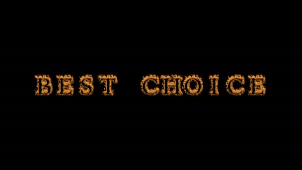 Best Choice Fire Text Effect Black Background Animated Text Effect — Stock Video