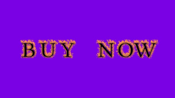 Buy Now Fire Text Effect Violet Background Animated Text Effect — Stock Video