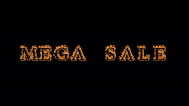 Mega Sale Feuer Text Effekt Schwarzer Hintergrund Animierte Texteffekte Mit — Stockvideo