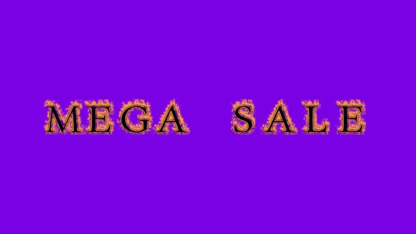 Mega Sale Feuer Text Effekt Violetten Hintergrund Animierte Texteffekte Mit — Stockvideo