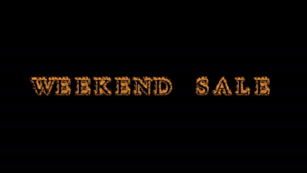 Weekend Sale Fire Text Effect Black Background Animated Text Effect — Stock Video