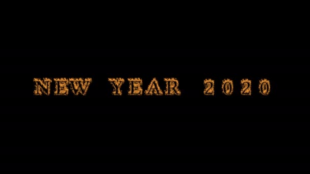 New Year 2020 Fire Text Effect Black Background Animated Text — Stock Video