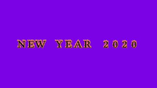 Neujahr 2020 Feuertext Effekt Violetten Hintergrund Animierte Texteffekte Mit Hoher — Stockvideo