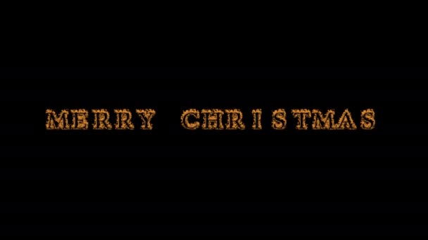 Feliz Navidad Fuego Texto Efecto Fondo Negro Efecto Texto Animado — Vídeo de stock