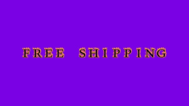 Free Shipping Fire Text Effect Violet Background Animated Text Effect — Stock Video