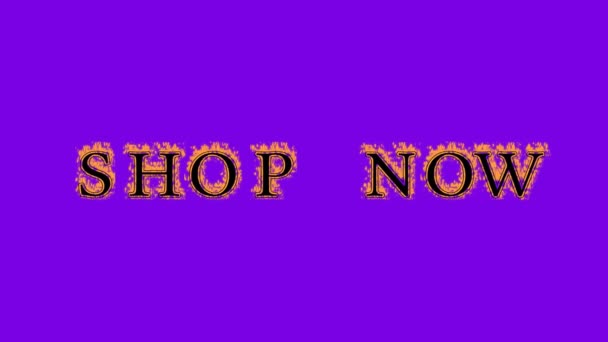 Shop Now Fire Text Effect Violet Background Animated Text Effect — Stock Video