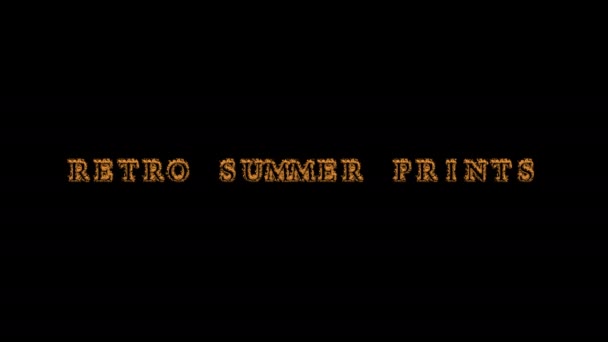 Retro Sommer Druckt Feuer Text Effekt Schwarzen Hintergrund Animierte Texteffekte — Stockvideo