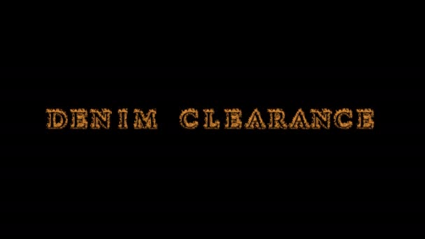 Denim Clearance Fire Text Effect Fundo Preto Efeito Texto Animado — Vídeo de Stock