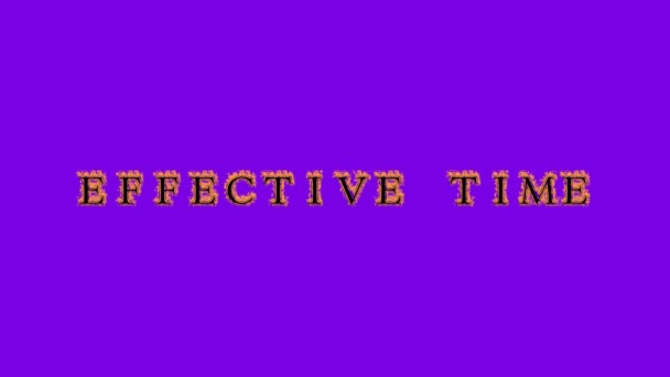 Effektive Zeit Feuer Text Effekt Violetten Hintergrund Animierte Texteffekte Mit — Stockvideo
