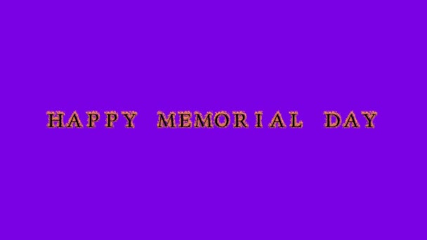 Happy Memorial Day Fire Text Effect Violet Background Animated Text — Stock Video