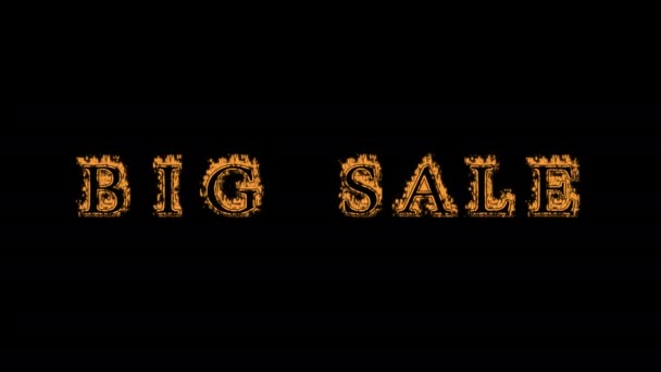 Big Sale Fire Text Effect Black Background Animated Text Effect — Stock Video