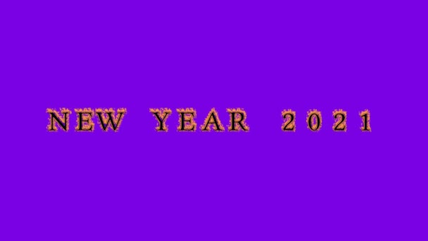 Neujahr 2021 Feuertext Effekt Violetten Hintergrund Animierte Texteffekte Mit Hoher — Stockvideo