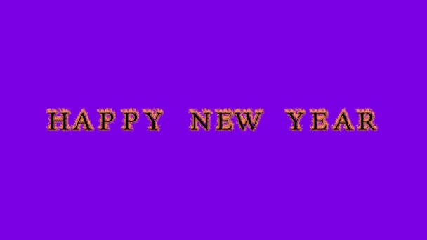 Happy New Year Fire Text Effect Violet Background Animated Text — Stock Video