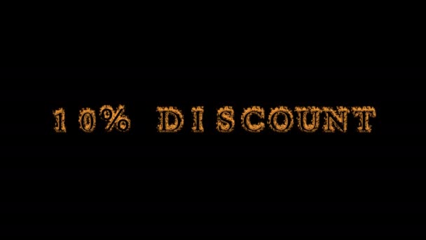 Discount Fire Text Effect Black Background Animated Text Effect High — Stock Video