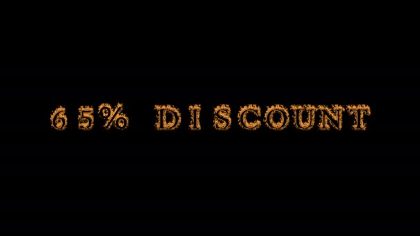 Discount Fire Text Effect Black Background Animated Text Effect High — Stock Video