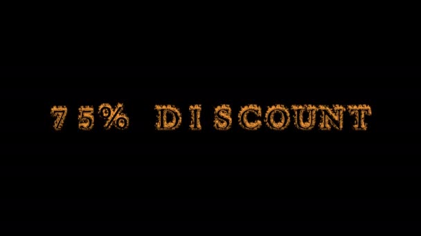 Discount Fire Text Effect Black Background Animated Text Effect High — Stock Video