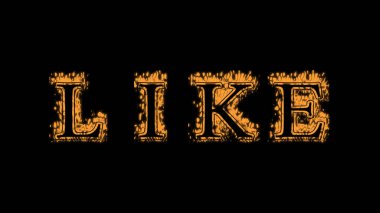 Ateş metni etkisi siyah arka plan gibi. Yüksek görsel etkiyle canlandırılmış metin efekti. harf ve metin efekti. Alfa Eşleşmesi.