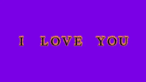 Amo Você Fogo Efeito Texto Fundo Violeta Efeito Texto Animado — Fotografia de Stock