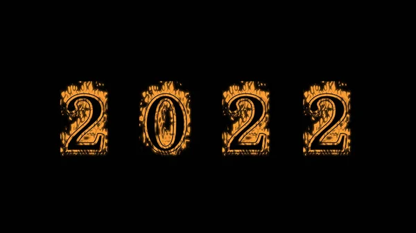 2022年火文字效果为黑色背景 动画文字效果具有高视觉冲击力 字母和文字效果 阿尔法 — 图库照片