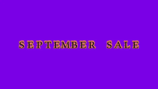 september sale fire text effect violet background. animated text effect with high visual impact. letter and text effect. Alpha Matte.