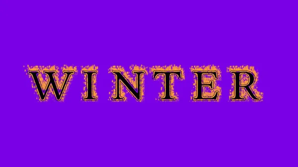 Vinter Brand Text Effekt Violett Bakgrund Animerad Texteffekt Med Stor — Stockfoto