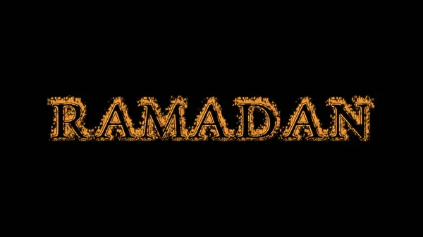 Ramadan Efeito Texto Fogo Fundo Preto Efeito Texto Animado Com — Fotografia de Stock