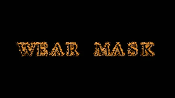 wear mask fire text effect black background. animated text effect with high visual impact. letter and text effect. Alpha Matte.