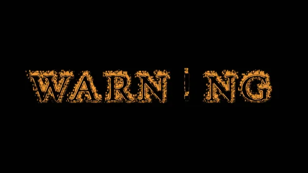 warn!ng fire text effect black background. animated text effect with high visual impact. letter and text effect. Alpha Matte.