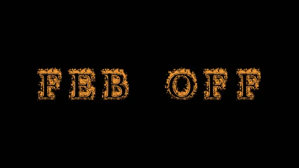 feb off fire text effect black background. animated text effect with high visual impact. letter and text effect. Alpha Matte.