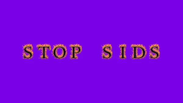 Stop Sids Fire Text Effect Violet Background Animated Text Effect — Stock Photo, Image