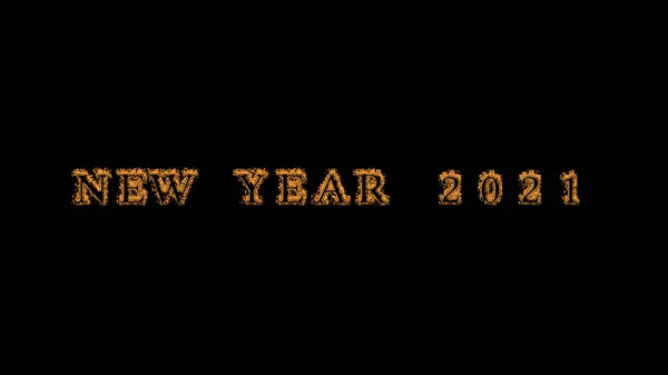 New Year 2021 Fire Text Effect Black Background Animated Text — Stock Photo, Image