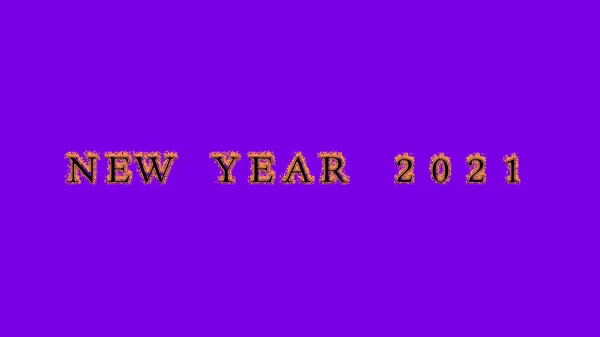 New Year 2021 Fire Text Effect Violet Background Animated Text — Stock Photo, Image