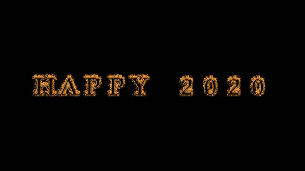 Happy 2020 Φωτιά Αποτέλεσμα Κειμένου Μαύρο Φόντο Εφέ Κινουμένων Σχεδίων — Φωτογραφία Αρχείου