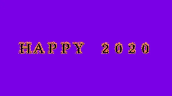 Feliz 2020 Fogo Efeito Texto Fundo Violeta Efeito Texto Animado — Fotografia de Stock