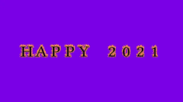 Feliz 2021 Fogo Efeito Texto Fundo Violeta Efeito Texto Animado — Fotografia de Stock