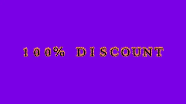 100 Discount Fire Text Effect Violet Background Animated Text Effect — Stock Photo, Image