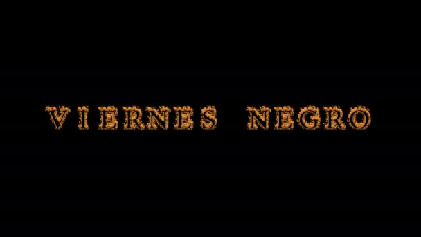 Viernes Negro Fire Text Effect Black Background Animated Text Effect — Stock Video