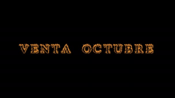 Venta Octubre Fuoco Effetto Testo Sfondo Nero Effetto Testo Animato — Video Stock